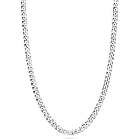 925 Sterling Silver 3.5mm Cuban Link Chain Necklace Unisex Italian Jewelry - Picture 1 of 7